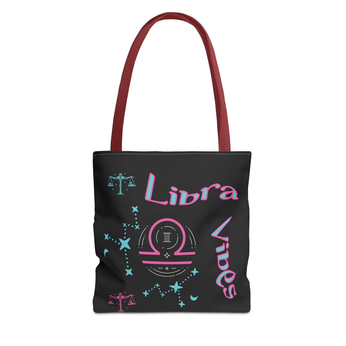 Personalized Initial & D.O.B Libra Zodiac Black Tote Bag with Traits & Birth Year (1997)