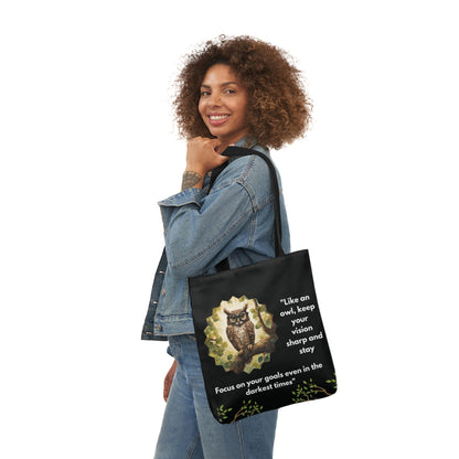 Black Owl Canvas Tote Bag