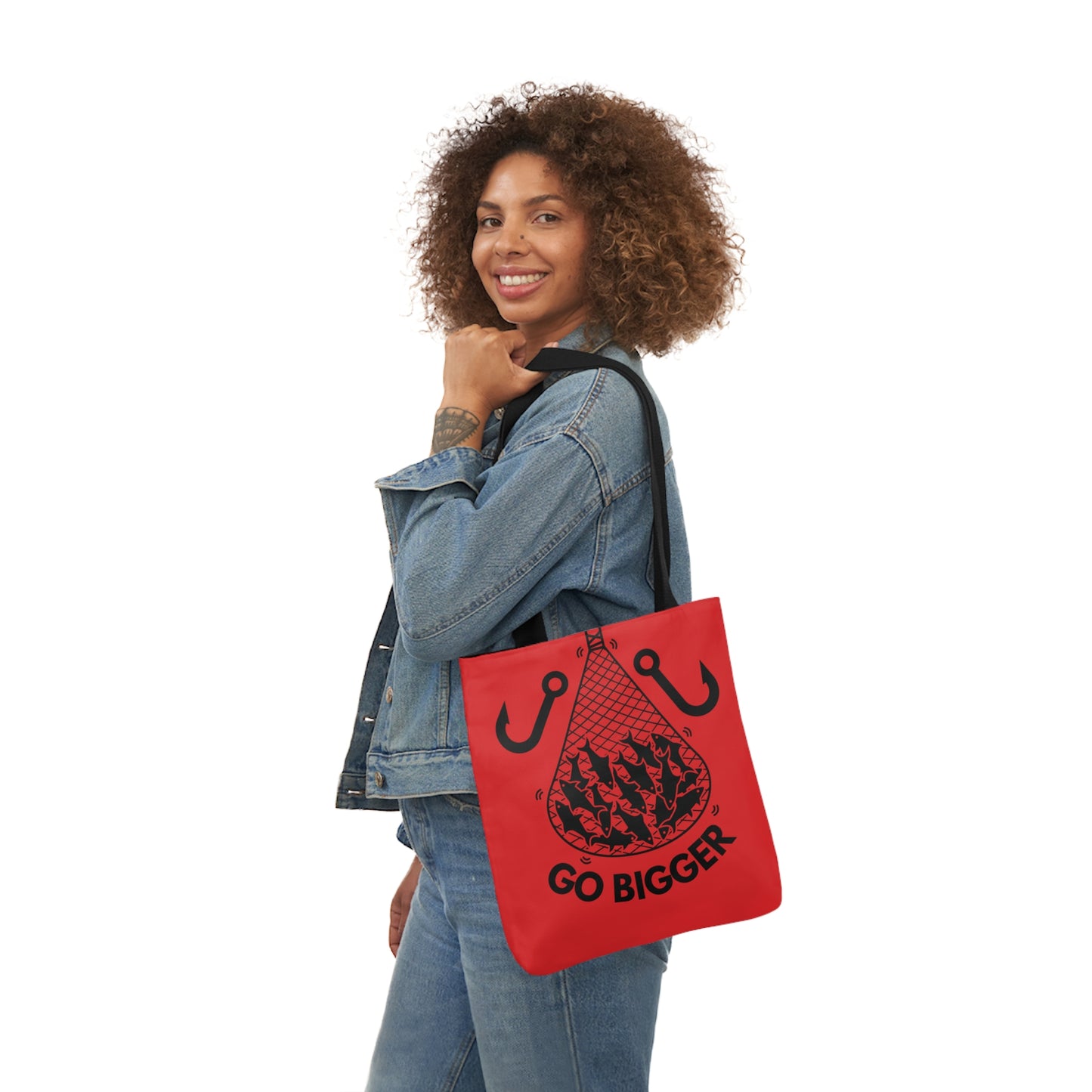 Fishing Canvas Red Tote Bag