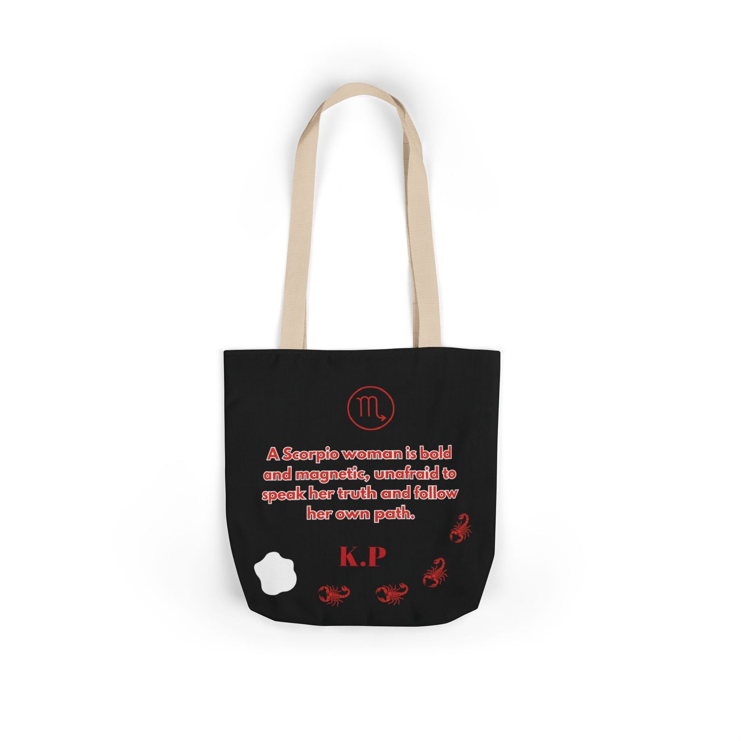 Personalized D.O.B Scorpio 1987 Tote Bag with initials in back — Zodiac Canvas Tote with Neon Scorpion Design