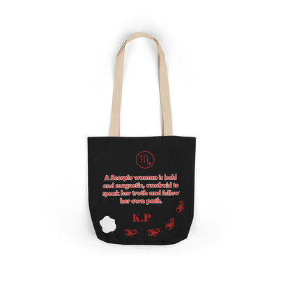 Personalized D.O.B Scorpio 1987 Tote Bag with initials in back — Zodiac Canvas Tote with Neon Scorpion Design