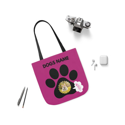 Pink Personalized Dog Canvas Tote Bag