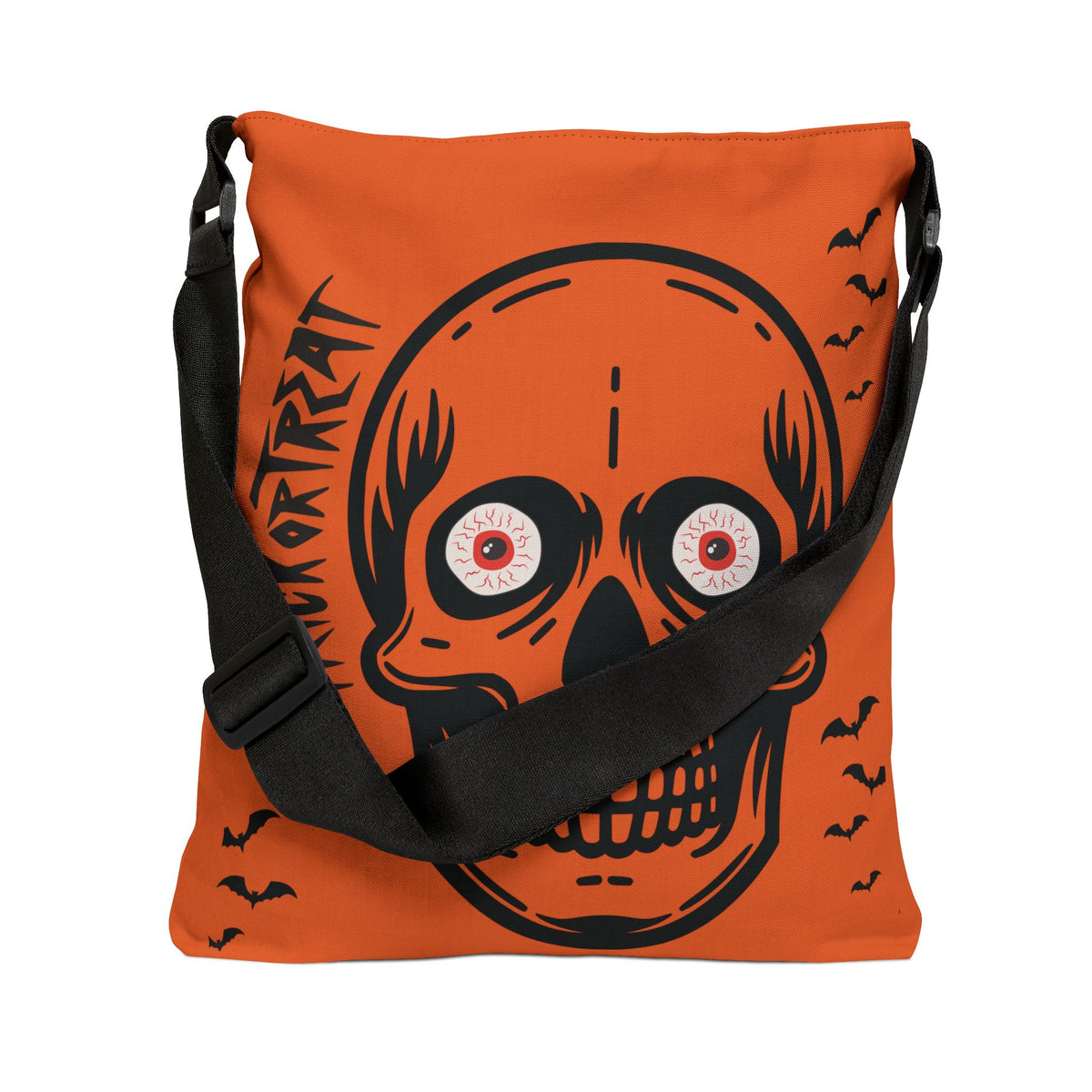 Personalized initial Orange and Black Halloween Tote Bag with shoulder strap