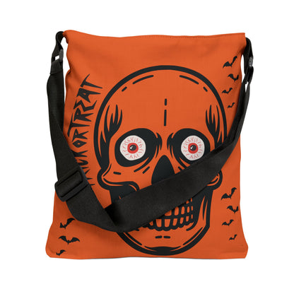 Personalized initial Orange and Black Halloween Tote Bag with shoulder strap