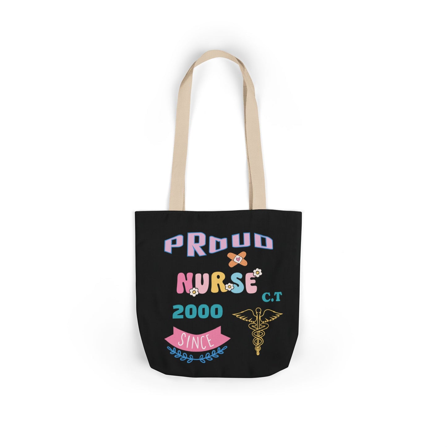 Personalized Nurse Initial Canvas Tote Bag — Custom Initial & Year Started as Nurse