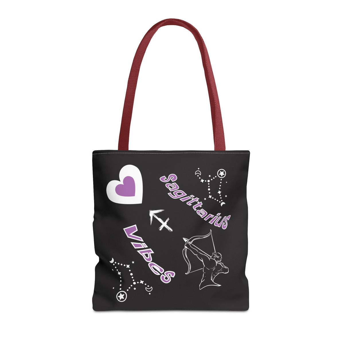 Personalized Initial & D.O.B Sagittarius Zodiac BlackCanvas Tote Bag