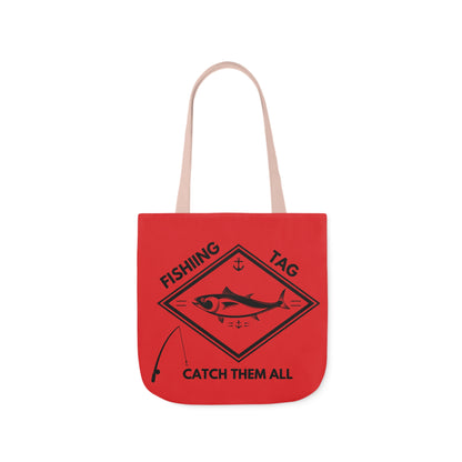 Fishing Canvas Red Tote Bag