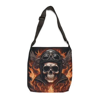 Black Adjustable Skull Biker Tote Bag