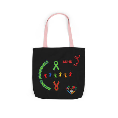 Autism Awareness Canvas Tote — Rainbow Handprints & Ribbon Design