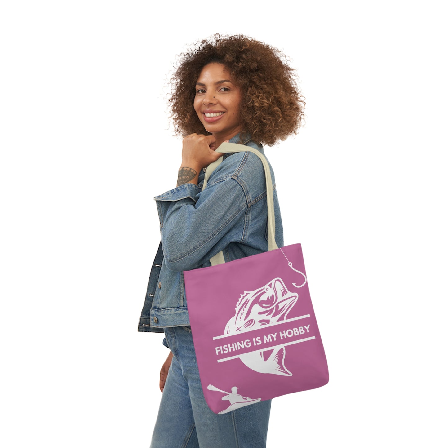 Fishing Canvas Pink Tote Bag