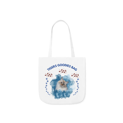 White and Blue Personalized Cat Canvas Tote Bag