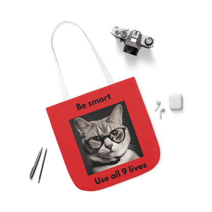 Cat Canvas Tote Bag, 5-Color Straps