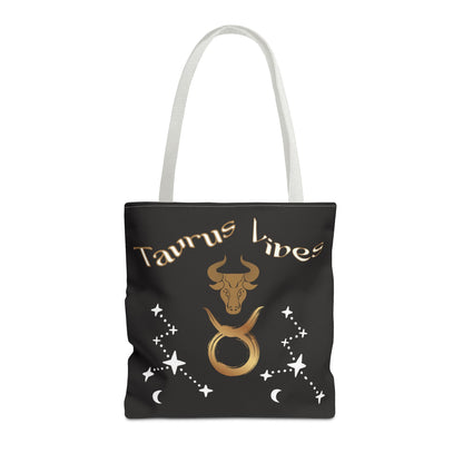 Personalized Taurus Vibes' Zodiac Canvas Tote Bag with Birth Year & Initials