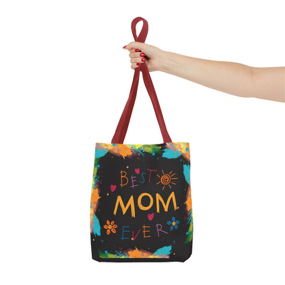Personalized Mom Canvas Tote Bag — Watercolor Initials Splash