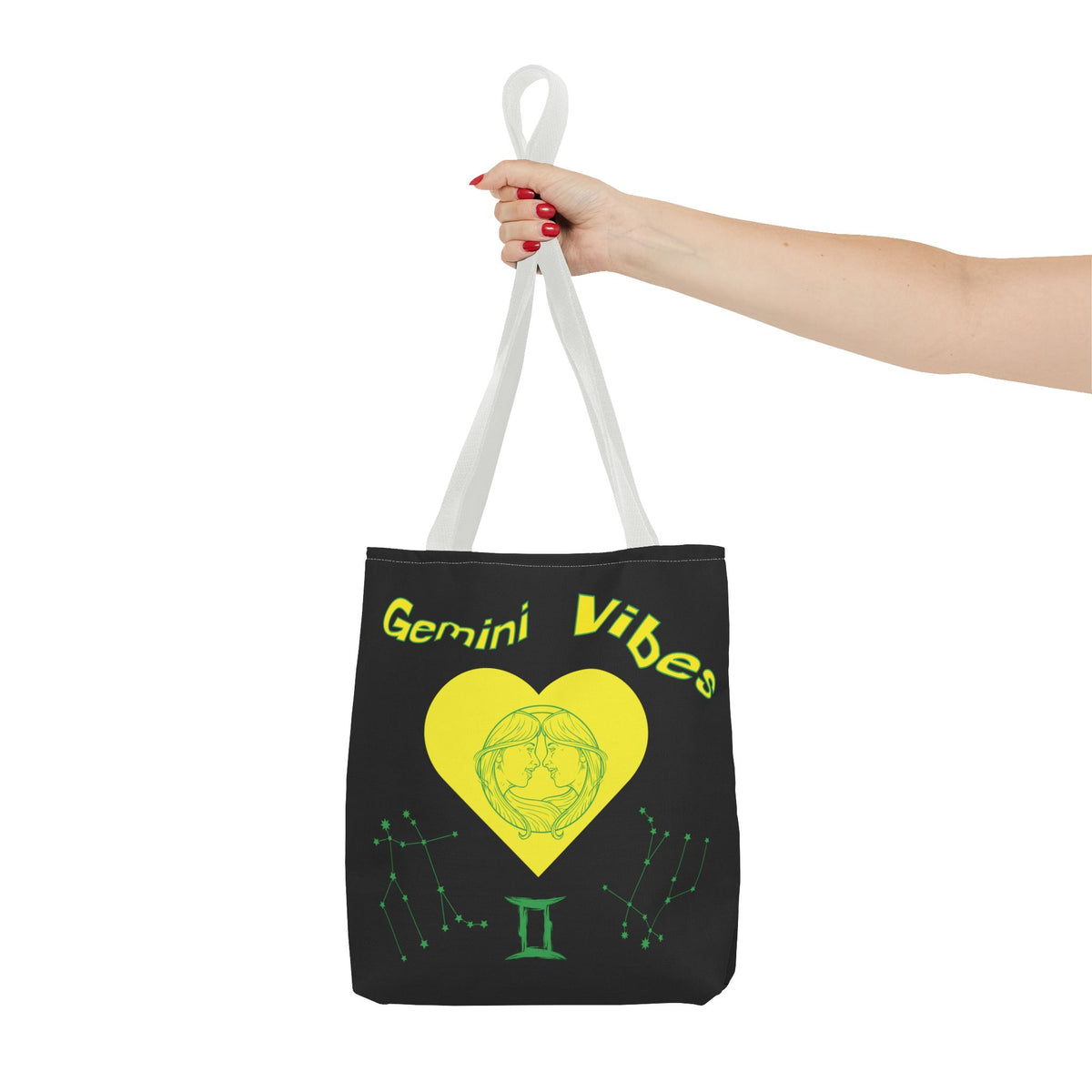 Personalized Initial & D.O.B Gemini Vibes black Zodiac Tote Bag