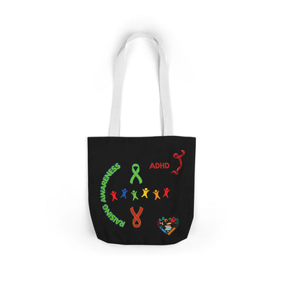 Autism Awareness Canvas Tote — Rainbow Handprints & Ribbon Design
