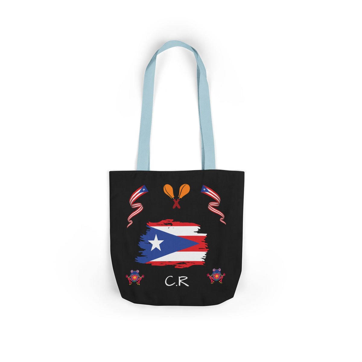 Puerto Rico Pride Canvas Tote Bag — Personalized with initial and D.O.D