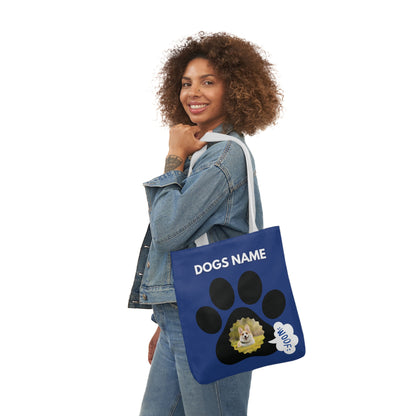 Blue Personalized Dog Canvas Tote Bag