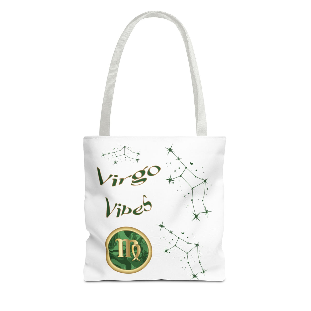 Personalized Initial & D.O.B Virgo Vibes Zodiac White Tote Bag
