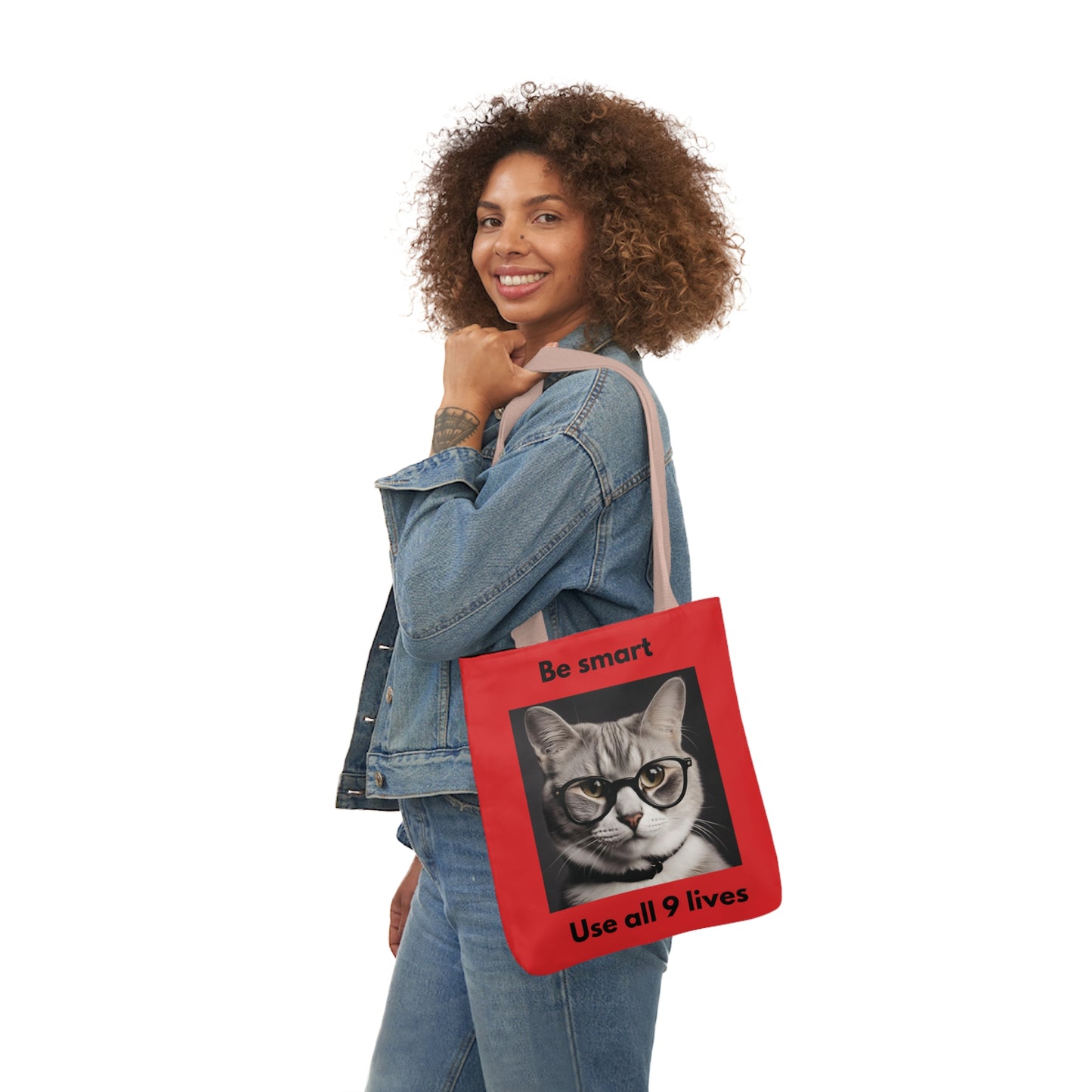 Cat Canvas Tote Bag, 5-Color Straps