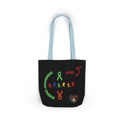 Autism Awareness Canvas Tote — Rainbow Handprints & Ribbon Design