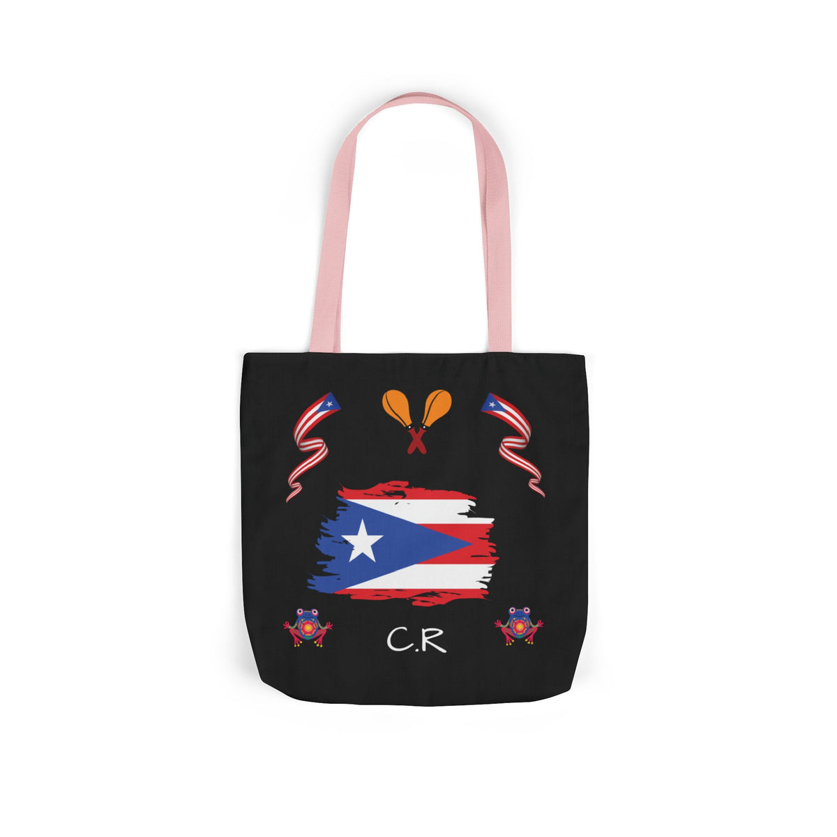 Puerto Rico Pride Canvas Tote Bag — Personalized with initial and D.O.D