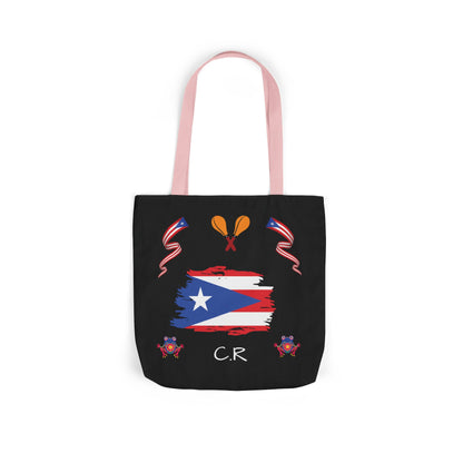 Puerto Rico Pride Canvas Tote Bag — Personalized with initial and D.O.D
