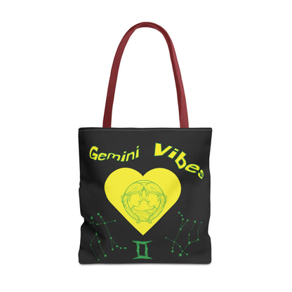 Personalized Initial & D.O.B Gemini Vibes black Zodiac Tote Bag