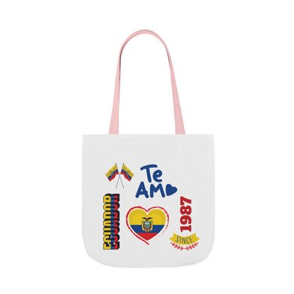 Ecuador Canvas Tote — "Te Amo" Heart Flag Design Personalized initial and D.O.B