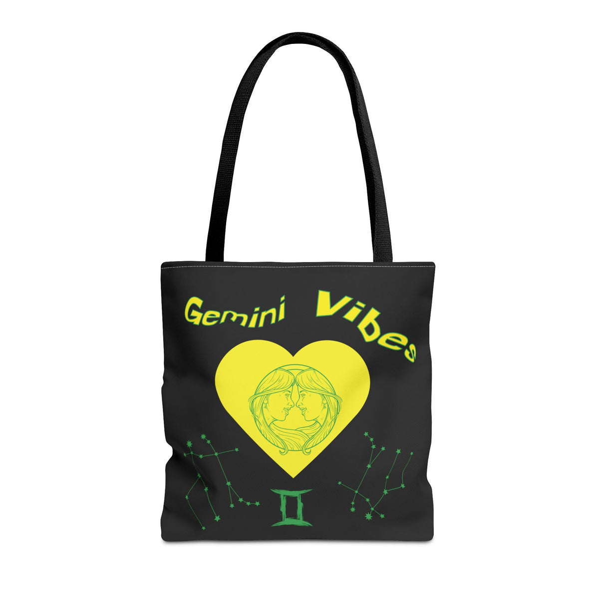Personalized Initial & D.O.B Gemini Vibes black Zodiac Tote Bag