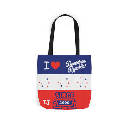 Personalized D.O.B & intinial,Dominican Republic Heart Canvas Tote —