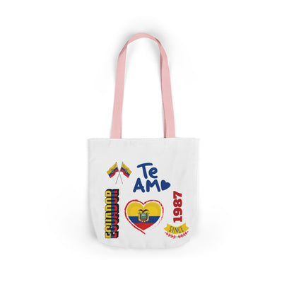Ecuador Canvas Tote — "Te Amo" Heart Flag Design Personalized initial and D.O.B