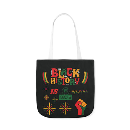 Black, Black History Graphic Design Canvas Tote Bag, 5-Color Straps