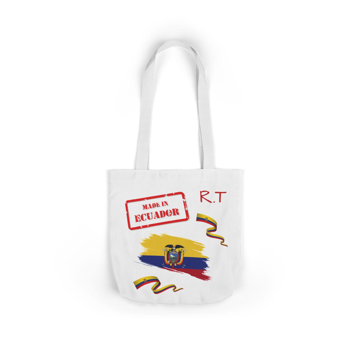 Ecuador Canvas Tote — "Te Amo" Heart Flag Design Personalized initial and D.O.B