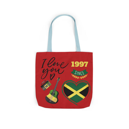 Personalized D.O.B & Initial Jamaica Theme Canvas Tote Bag