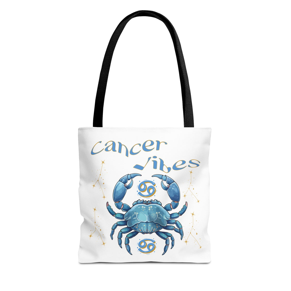 Personalized Initials & D.O.B Cancer Zodiac White Canvas Tote Bag – June 21–July 22 Astrology Gift