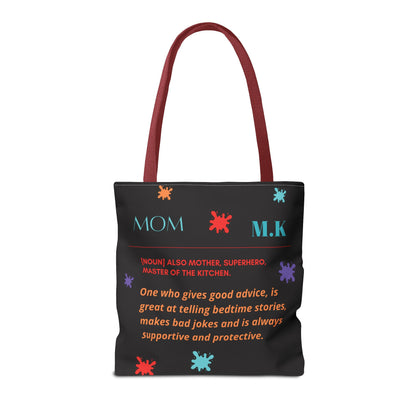 Personalized Mom Canvas Tote Bag — Watercolor Initials Splash