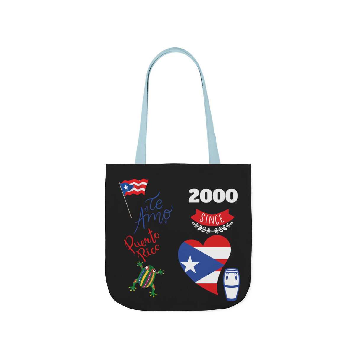 Puerto Rico Pride Canvas Tote Bag — Personalized with initial and D.O.D