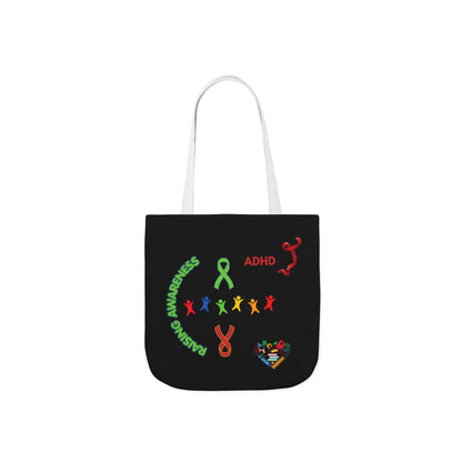 Autism Awareness Canvas Tote — Rainbow Handprints & Ribbon Design