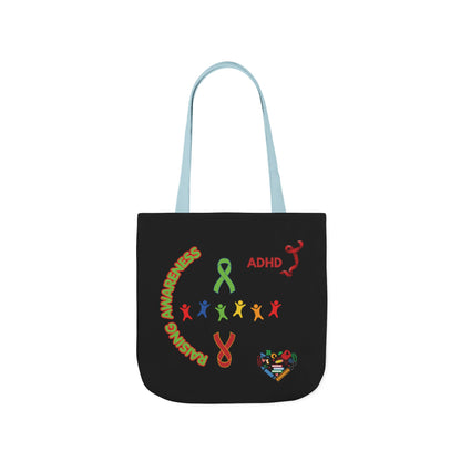 ADHD Awareness Rainbow Ribbon Canvas Tote with Personalized awareness year.