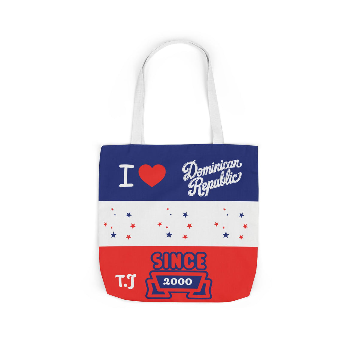 Personalized D.O.B & intinial,Dominican Republic Heart Canvas Tote —