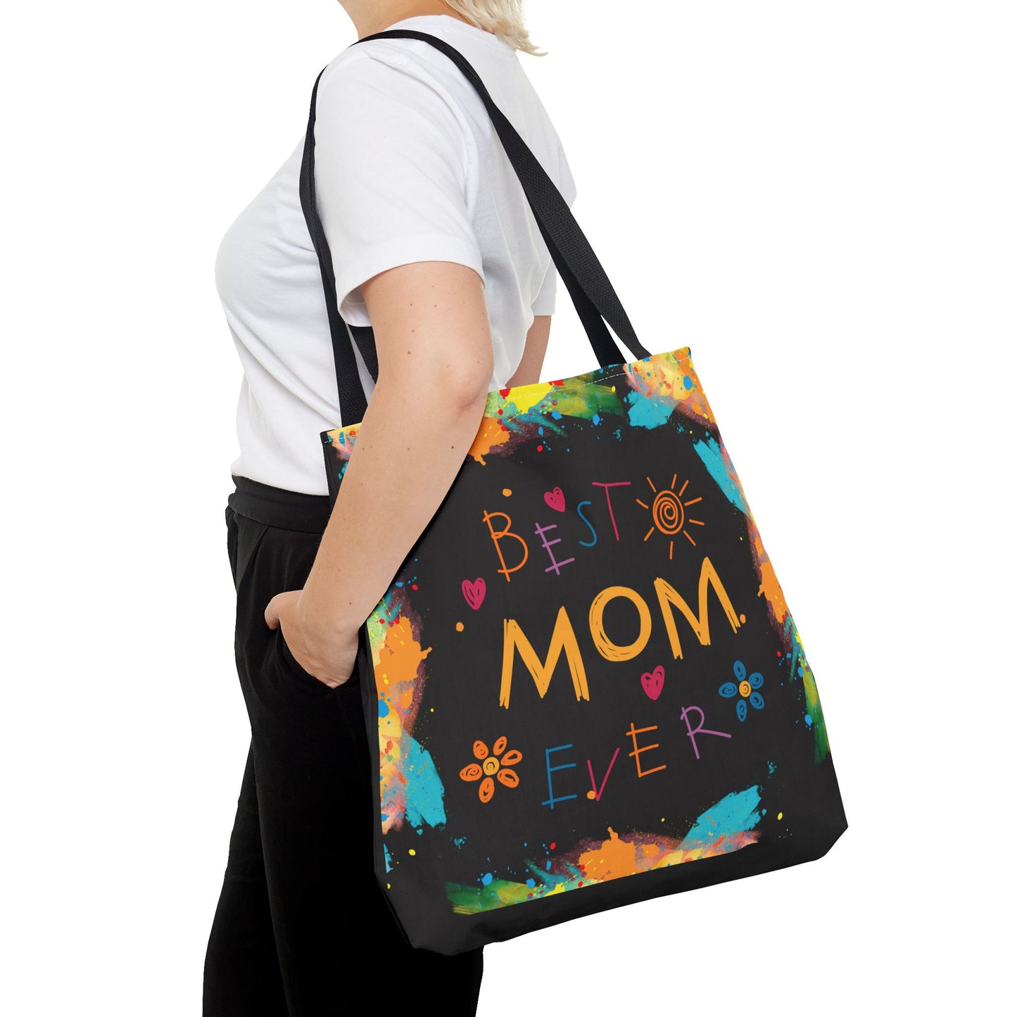 Personalized Mom Canvas Tote Bag — Watercolor Initials Splash