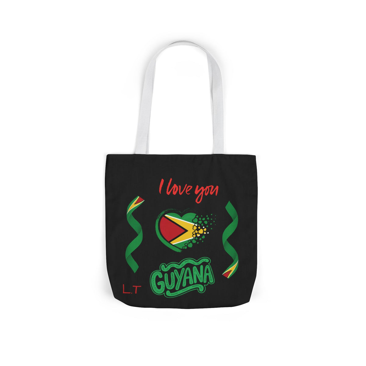 Personalized D.O.B and initial Love You Guyana Canvas Tote Bag