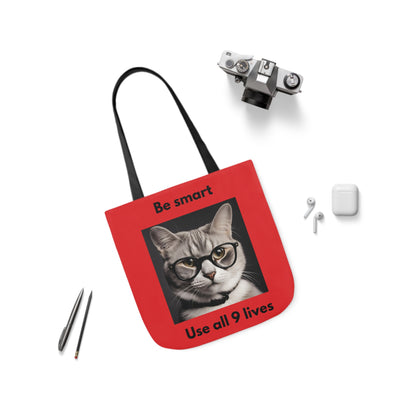 Cat Canvas Tote Bag, 5-Color Straps