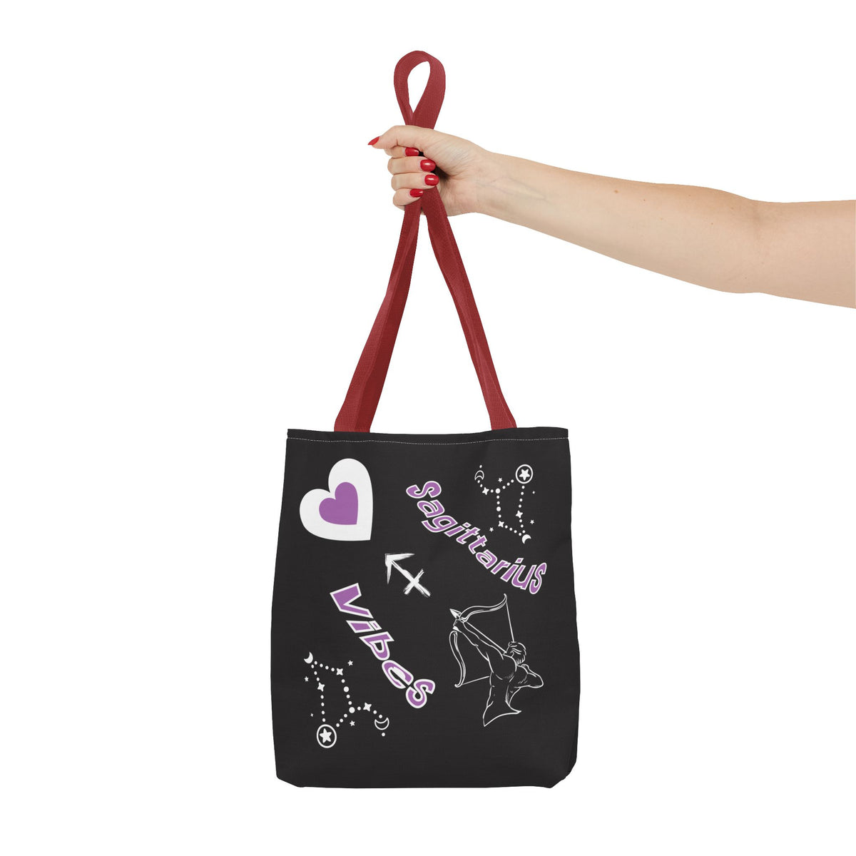 Personalized Initial & D.O.B Sagittarius Zodiac BlackCanvas Tote Bag