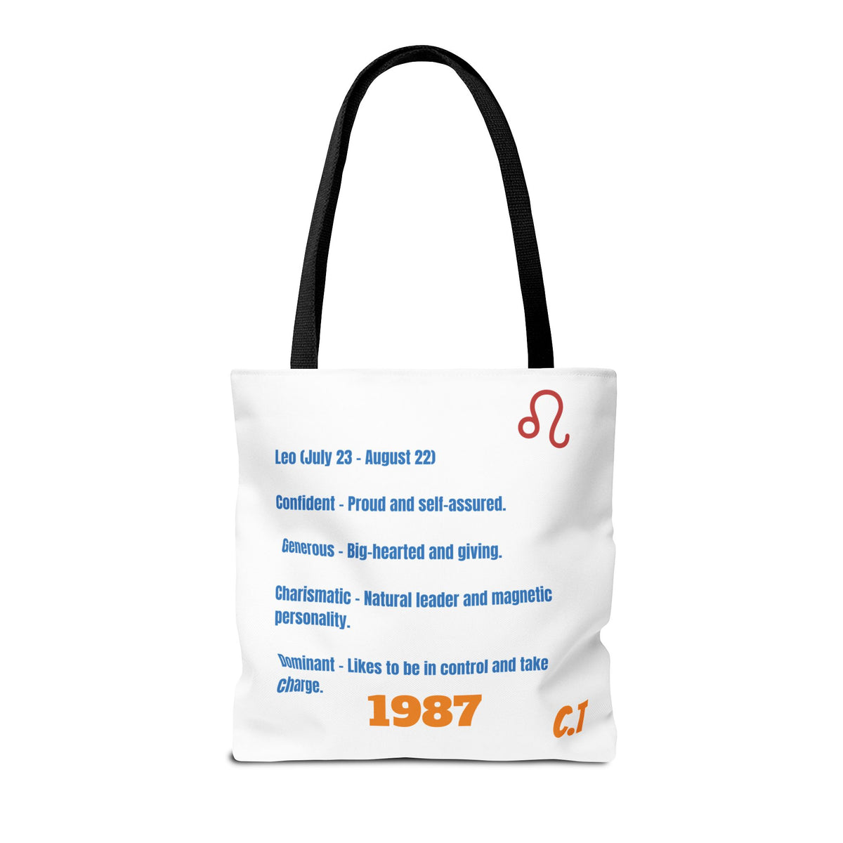 Personalized Year & Initial, Leo Vibes Zodiac White Tote Bag