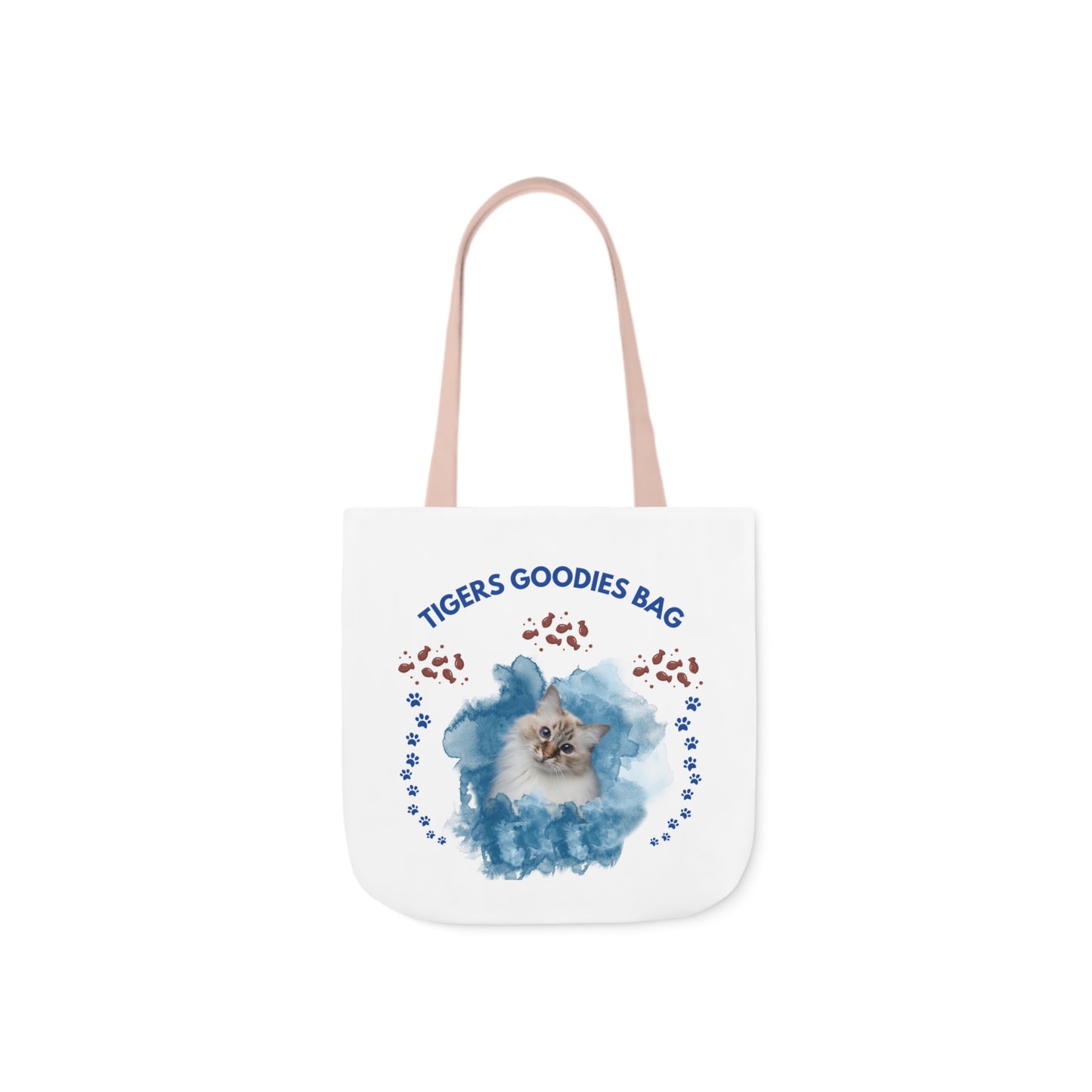 White and Blue Personalized Cat Canvas Tote Bag