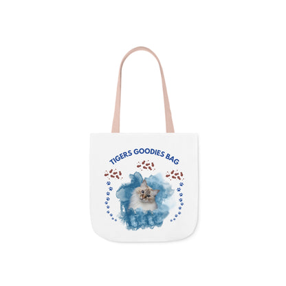 White and Blue Personalized Cat Canvas Tote Bag