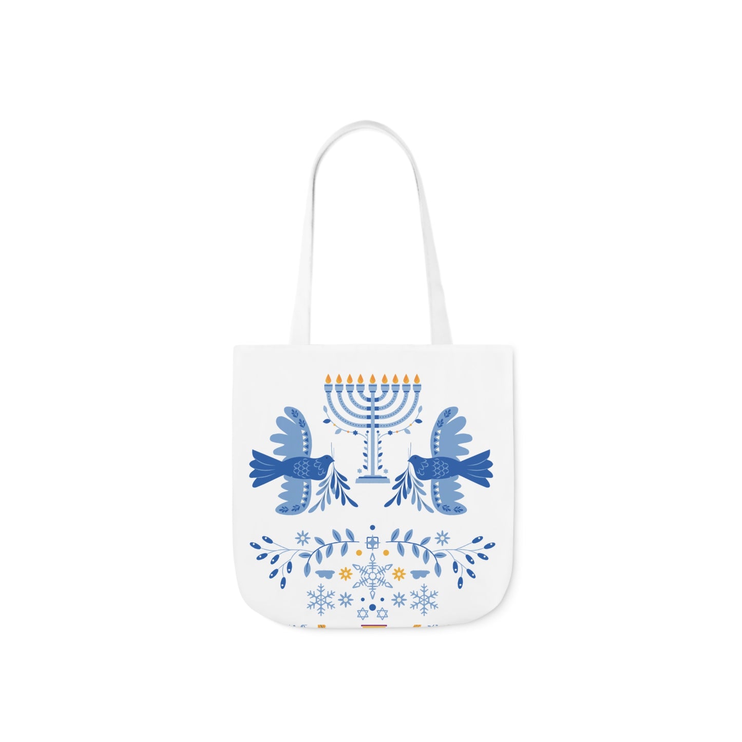 Blue and White Hanukkah Canvas Tote Bag