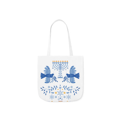 Blue and White Hanukkah Canvas Tote Bag